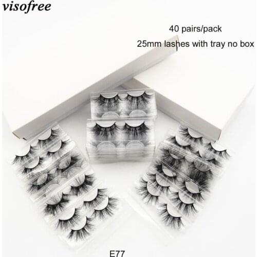40 pairs/lot visofree 25mm lashes beauty 3d mink eyelashes 100% cruelty-free handmade dramatic lashes fluffy soft eyelashes E77