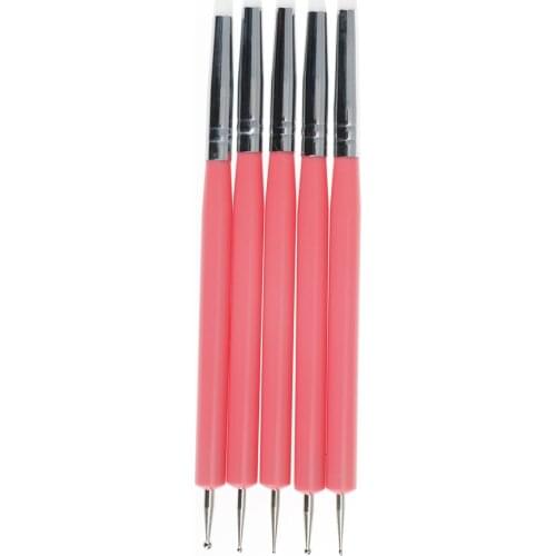 5PCS 2 Way Pottery Clay Ball Styluses Tools Polymer Clay Sculpture Tool Nail Art Tools Silicone Color Shapers Dotting Tool