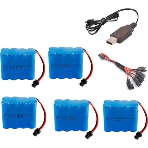 9.6V 1400mah Ni-CD Battery and usb Charger For Rc toy Car Boat Gun Robot Tank Train parts nicd AA 9.6v Rechargeable Battery Pack