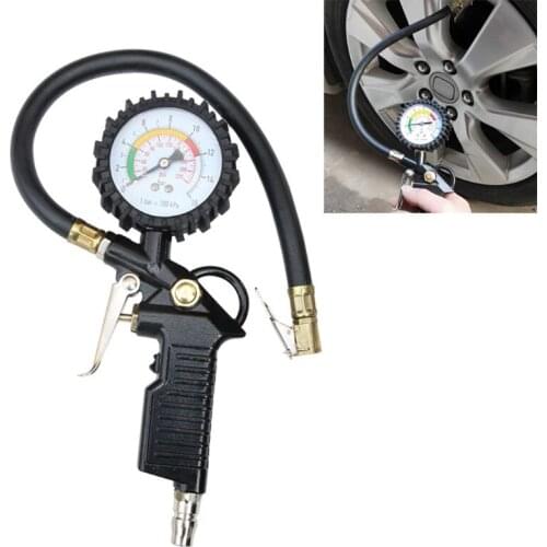Car Auto Tire Pressure Gauge Tire Air Gauge Inflator Tool Car Tire Gauge 220PSl Self-locking Trigger Pi-stol Grip