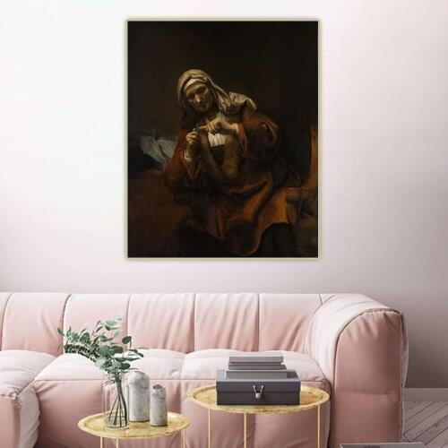 Citon《Old Woman Cutting Her Nails》Rembrandt Canvas Art Oil Painting Artwork Poster Picture Wall Background Decor Home Decoration