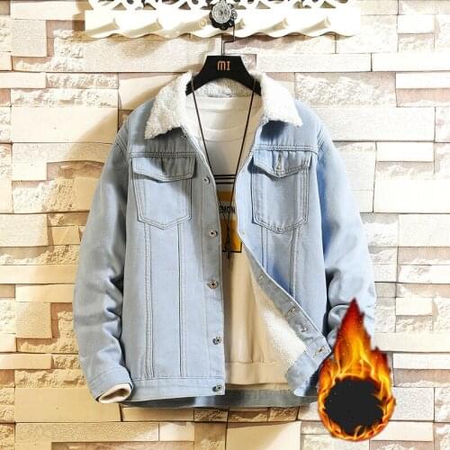 Winter Mens Wool Liner Denim Jacket Men Casual Streetwear Hip Hop Jeans Coats 2020 Male Slim Warm Fleece Denim Outerwear 5XL