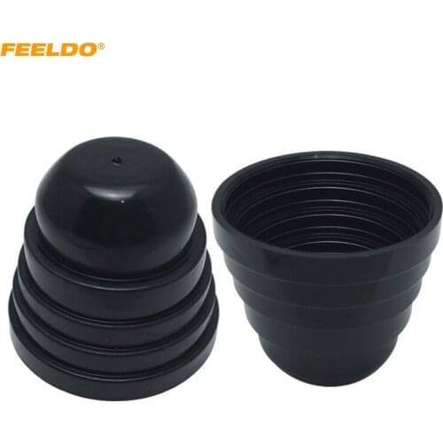 FEELDO 2Pcs Universal Waterproof Dia 45/50/55/60/65mm Auto HID LED Headlight Dustproof Cover Rubber Sealing Headlamp Cap