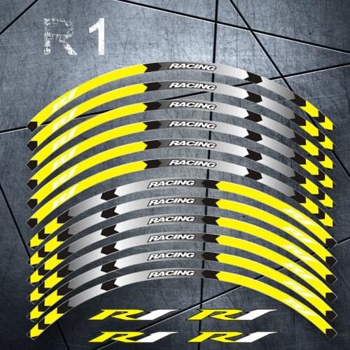 Hot sell 7 color for YAMAHA YZF R1 motorcycle wheel decals Reflective stickers rim stripes YZF R1 motorbike 17 Inch