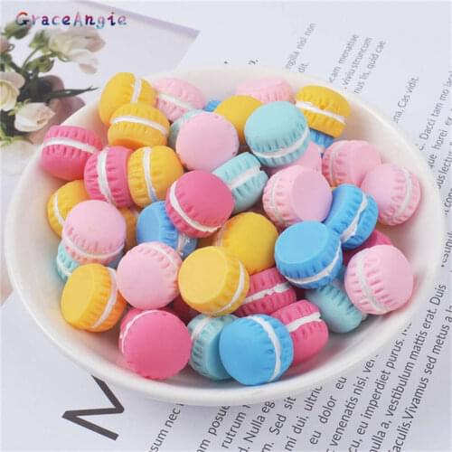 GraceAngie 20pcs 15mm Cute emulation food toy Resin Cake Macarons Mixed Color Jewelry Making Phone case Decor DIY Crafts