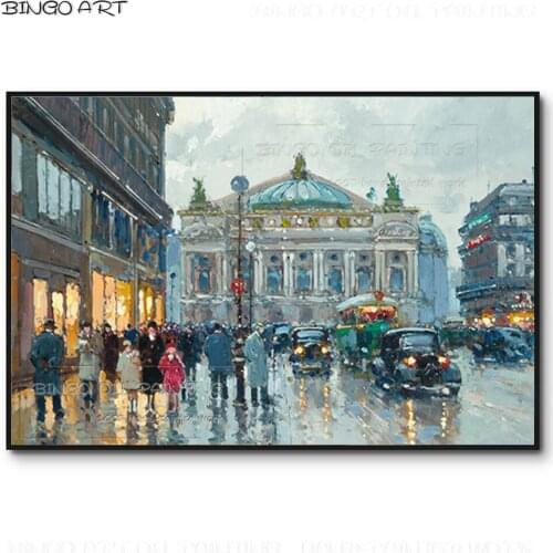 Artist Hand-painted High Quality Street Landscape France Paris Oil Painting on Canvas Beauty Paris Street Oil Painting for Home