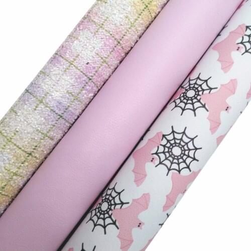 Rartan Printed Glitter leather, Spider web Printed synthetic leather, Smooth Faux Leather Sheets For Bows DIY 21x29CM KM767