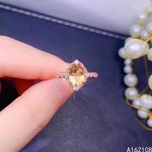 Exquisite Jewelry 925 Sterling Silver Inset With Gemstone Womens Popular Trendy Fresh Citrine Adjustable Ring Support Detection