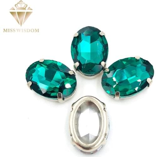 10X14/13X18mm Malachite Green Oval Copper claws hollow thick base high quality glass crystal Sew on rhinestones DIY accessories