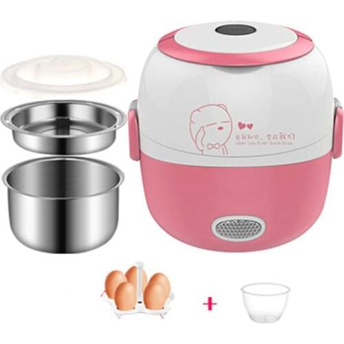 MINI rice cooker insulation heating electric lunch box 2 layers Portable Steamer multifunction automatic Food Container EU