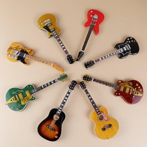 Miniature Guitar Mini Model Electric Bass Electric Guitar Model Miniature Wooden Mini Musical Instrument Model Collection
