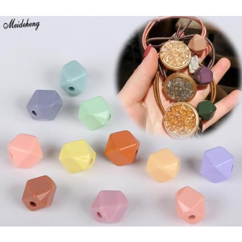 Fashion DIY Acrylic Jewelry Making Accessory Beads Cream colour Hair Loop Pearl Through Hole Hexagonal Pearl Headwear Accessory