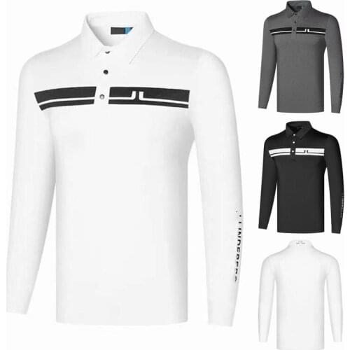 Mens Golf T-shirt Spring Autumn Sports Golf Apparel Long Sleeve Shirts Dry Fit Breathable Polo Shirt for Men