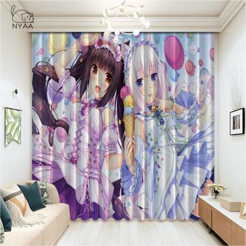Nekopara Cosplay Living Room Curtains Modern Stor Window Rings For Curtains Girls Room Decor Curtain Salon Modern Micro Shading
