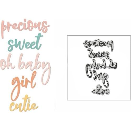 New Oh Cutie Sweet Baby Girl Words 2020 Metal Cutting Dies for DIY Scrapbooking and Card Making Decor Embossing Mold No Stamps