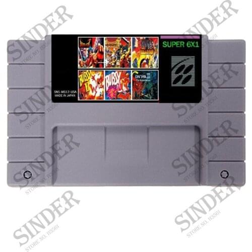 New Arrival 6 In one 16 Bit Gray Game Card For USA NTSC Game Player