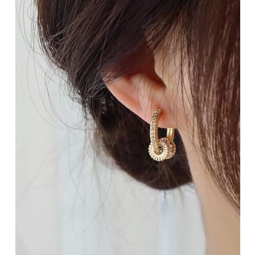 New Exquisite Diamond AAA Zircon Transfer Beads Micro-set 14k Gold Plated Ear Buckle Earrings For Women