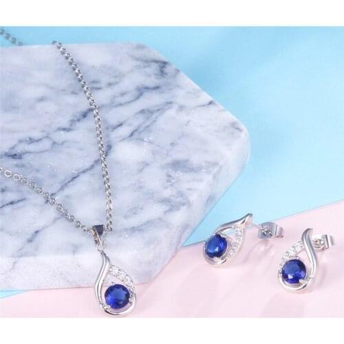 GorGor Necklace Women Originality Pattern Water Drop Blue Glass Bead Pendant Luxury Exquisite Party Jewelry R10300932254A