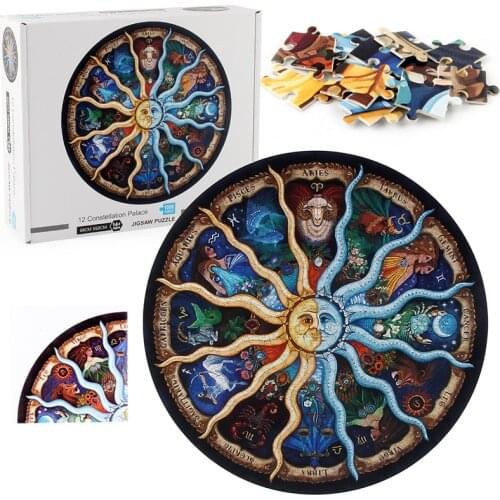 JINLETONG Puzzle 1000 Pieces Adult Puzzle Zodiac Famous Paintings Zodiac Constellation Round Puzzle puzzles for kids