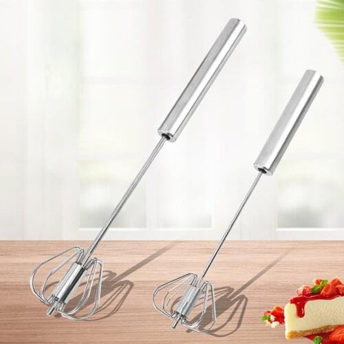 Semi-automatic Tool Stainless Steel Whisk Stirrer Mixing Mixer Egg Beater Foamer Rotate Hand Push Whisk Stiring Kitchen Tool
