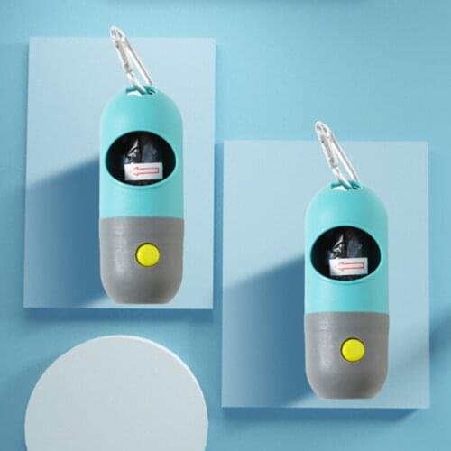 Dog Poop Bag Holder with Flashlight Leash Attachment Waste Bags Dispenser Fit Most Dog Leash Portable for Night Walking