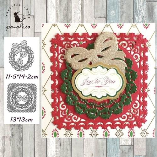 Panalisacraft frame bow christmas noel navid Background Metal cutting dies cut die scrapbooking Album Paper Card Craft Embossing