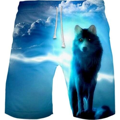 Creative Space Galaxy 3D Wolf Printed Board Shorts Trunks Summer boy Quick Dry Beach Swiming Shorts Men Short Pants Beach Pants