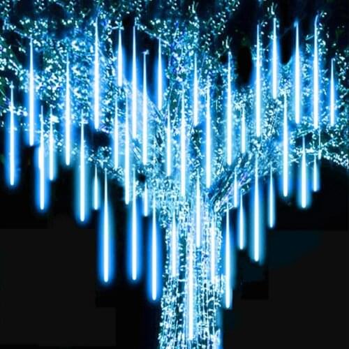 LED Meteor Shower Rain Lights Holiday String Lights Waterproof Garden Light 30cm 50cm 8 Tubes Christmas Wedding Decoration