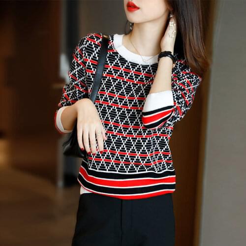 Sweater Womens New Autumn and Winter High-end Striped Bottomed Shirt Versatile Loose Sweater Long Sleeve Feminine Top