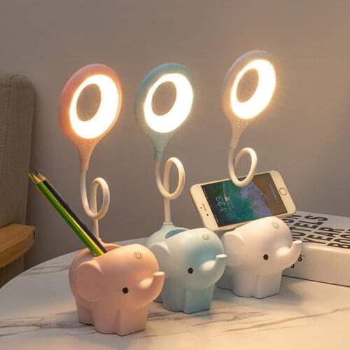 Creative Elephant Animal Led Table Lamp USB Night Light Plug-in Dual-Use Three-Color Temperature Adjustable Learning Table Lamp