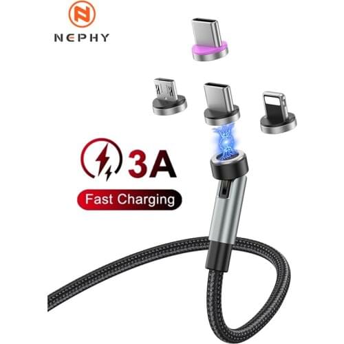 Rotate Magnetic 360 Degree USB Type C Charging Cable for huawei Fast Charging Magnet Charger 540 Rotate Micro Magnetic Cord Wire