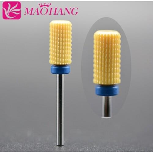 MAOHANG yellow ceramic milling cutter nozzle nail drill bit for electric drill manicure machine remove gel polish varnish tools