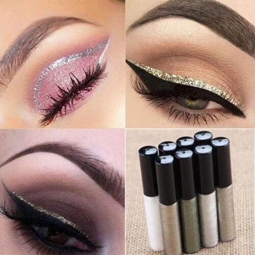 Fashion Liquid Glitter Eyeliner Waterproof Long Lasting Color Eyeliner Makeup Gel Liner Quick Dry Cosmetic Tools