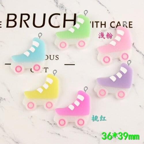 10pcs 36*39mm Mix Resin kawaii cabochon Roller skates skating shoes charms diy jewelry making ornament craft decoration material