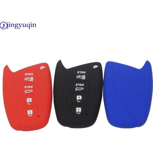 10pcs for Hyundai Silicone Rubber Key Case Fob Cover Solaris Ix35 Ix45 Accent Santa Fe Tucson 4Button Smart Key Car Styling