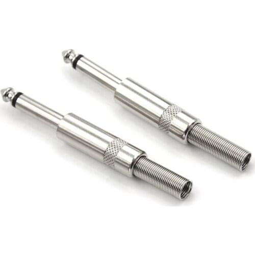 2pcs Male Mono Plug 6.35mm Connector Mono Audio Plug Jack Amplifier Microphone Plug Connectors