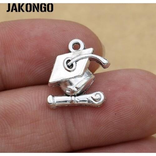 20pcs Antique Silver Plated Graduate Hat Charm Pendant Jewelry Making Bracelets Necklace Accessories Craft DIY 17x14mm