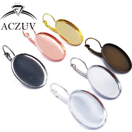 200Pcs Straight Edge 13x18mm 18x25mm Oval Cabochon Base Setting French Leverback Bezel Earrings Jewelry Blank ZLE001