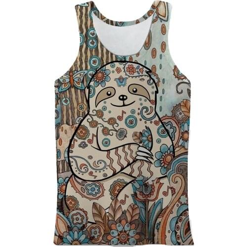 2021 New Summer 3D Printed Mens Vest Dog Pattern Bodybuilding Fitness Clothing Quick-drying Sleeveless Vest