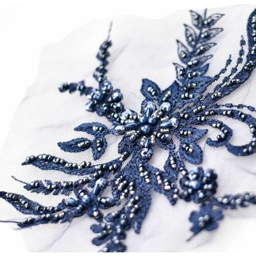 6Pcs/Lot Hand Sewing Nail beads embroidery lace patch applique veil clothes decorative flowers wedding dresses DIY accessories