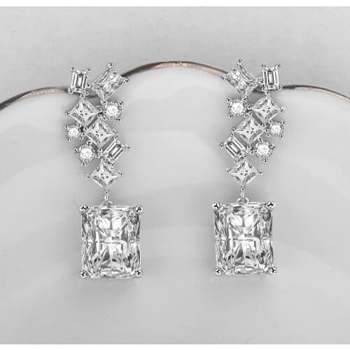 925 Sterling Silver Stud Earrings for Women Grape Shape Diamond Gemstone Earrings Wedding Engagement Gift Fine Jewelry