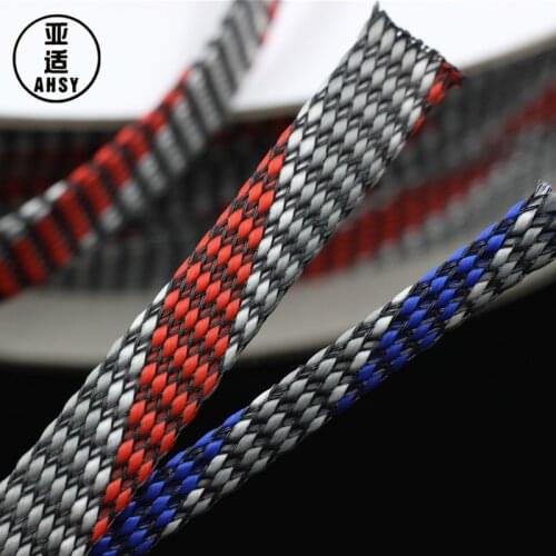 AHSY Audio 10m ~ 20mm HIFI Shield Suspension Screen Woven Rayon Nylon Cotton Snakeskin Mesh Knit Braided Cable Sleeve Tube