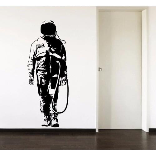 Astronaut Space Man Living Room Bedroom Hallway Black Home Decal Window Decal Removable Vinyl Art Wall Sticker Decal B073