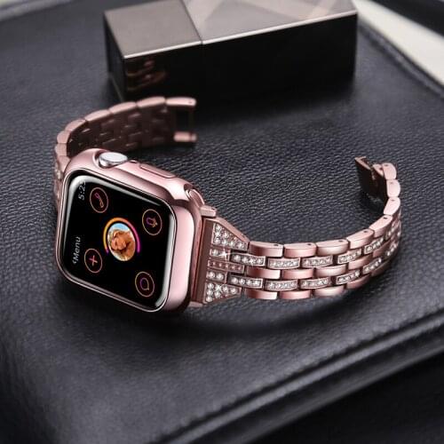 Bling Band For Apple Watch SE Strap Series 6 44mm 40mm Stainless Steel Bracelet iWatch 5 4 Watchbands For Applewatch 3 42mm 38mm