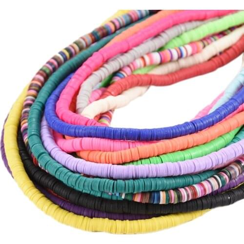 4mm Flat Round Polymer Clay Beads Chip Disk Loose Spacer Handmade Beads for DIY Jewelry Making Bracelet Finding Mixed Color