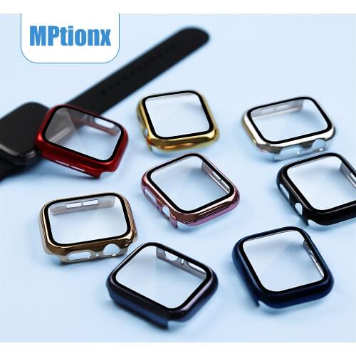 Glass+Case for Apple Watch 44mm 40mm 42mm 38mm ,Full Defense Coverage Screen Protector Plating Cover for iwatch SE 6 5 4 3 2 1