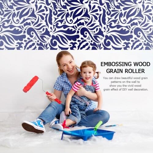 Flower Handle Embossed Wood Grain Roller Wall Painting Imitation Home Decoration Embossed Wall Paper Roller Design Tool
