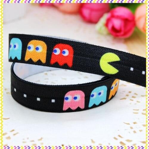 DHK 5/8'' 5yards Fold Over Elastic FOE game printed headband headwear hair band diy decoration OEM Wholesale E436