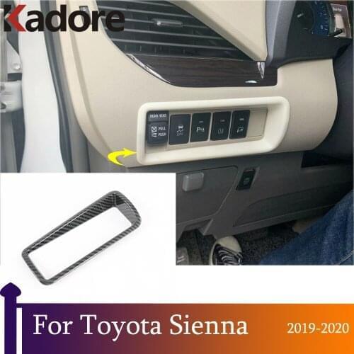 For Toyota Sienna 2019 2020 Carbon Fiber Headlight Adjust Switch Cover Trim Car Interior Accessories Car Styling Sticker