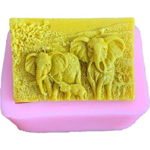 Soap Mold DIY Elephant Shaped Silicone Mold 3D Craft Soap Mould Fondant Cake Decorating Baking Tools Soap Molds for Soap Making